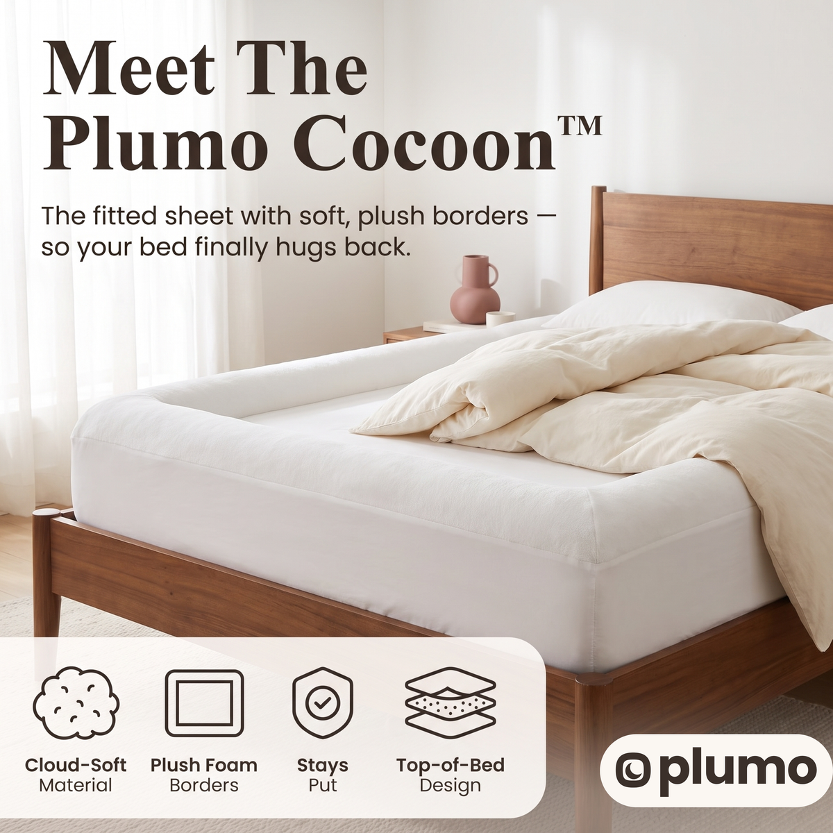 Meet The Plumo Cocoon™ – the fitted sheet with soft, plush borders